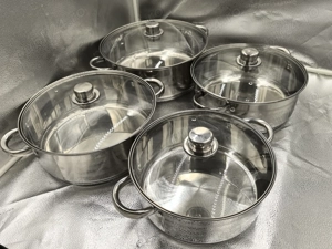 Set 4 cratite inox Royalty Line RL-SP7, cu capace, 4.5L, 5.8L, 7.3L, 9.1L   399 lei - imagine 4