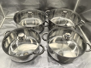 Set 4 cratite inox Royalty Line RL-SP7, cu capace, 4.5L, 5.8L, 7.3L, 9.1L   399 lei - imagine 2