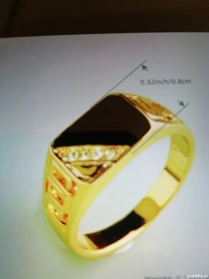 Inel placat cu aur 18k _inel clasic la moda unusex - imagine 5