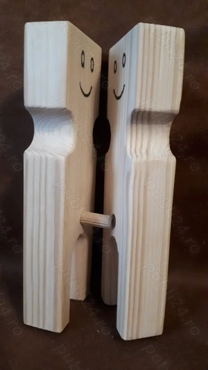 Statuete lemn stilizate, pereche - handmade, prelucrare excelenta - imagine 5