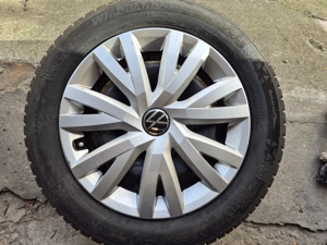 Set 4 roți r16 jante de tabla originale vw cu anvelope iarnă 205 55r16 stare foarte bună p - imagine 7