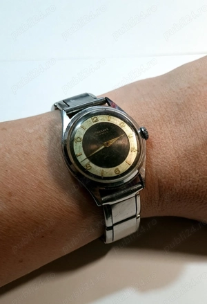 ceas vintage JUNGHANS cal J93 1, 17 rubine, brățară Kiefer, anii '50 - imagine 2