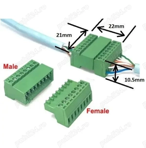 Conector prindere mama tata 8P, pini, 2.54mm pitch, 4A