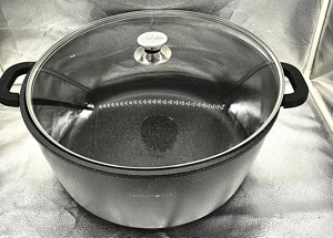 Oala cu capac sticla 23.4L marmura antiaderenta