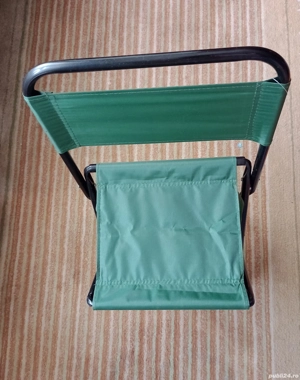 Scaun 2 in 1, nou, pliabil cu spătar și geantă pentru turism, pescuit