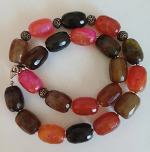 Colier masiv, superb, agate cu argint, nou.