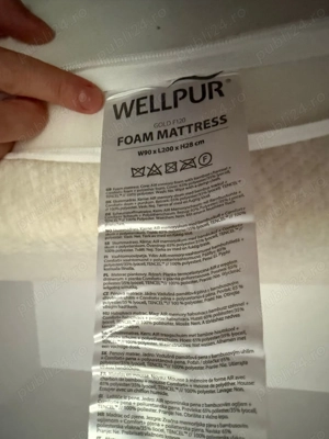 Vand saltea cu memorie Wellpur Jisk nefolosita - imagine 2