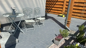 Set pliabil de grădină   masă și 2 scaune metalice, stil vintage