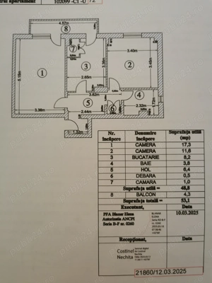 Apt 2 camere decomandate, vedere Dunare, Galati