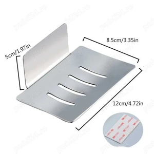 Sapuniera de inox argintiu sau negru masiv cu scurgere sistem fixare lipire sau șurub - imagine 3