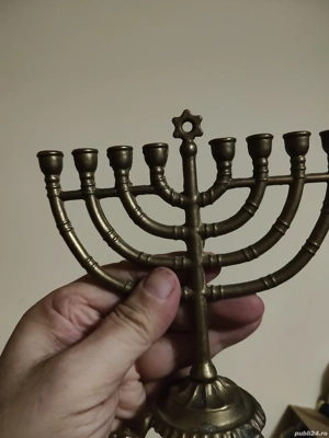 menora bronz cu Steua lui David - imagine 2