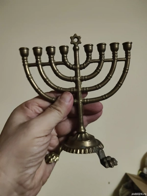 menora bronz cu Steua lui David