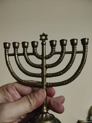menora bronz cu Steua lui David - imagine 4