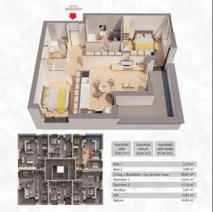 Penthouse 3 camere ARED - 104mp - imagine 7