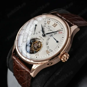 Sugess Tourbillon Mechanical Hand Wind Watch Original 8004 Movement Date Skeleton Functions Crocodil