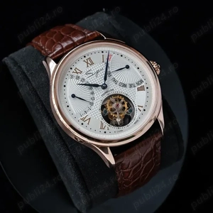 Sugess Tourbillon Mechanical Hand Wind Watch Original 8004 Movement Date Skeleton Functions Crocodil - imagine 4