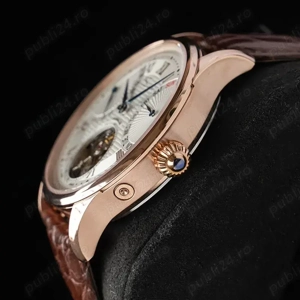 Sugess Tourbillon Mechanical Hand Wind Watch Original 8004 Movement Date Skeleton Functions Crocodil - imagine 2