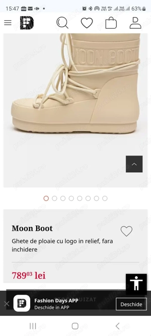Vand Ghete de ploaie Moon Boot, logo in relief, Nr 37-38, Alb fildes, NOU, 249 Lei - imagine 5