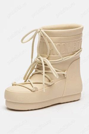 Vand Ghete de ploaie Moon Boot, logo in relief, Nr 37-38, Alb fildes, NOU, 249 Lei - imagine 3