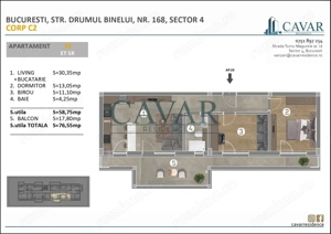 Apartament 3 Camere 76 mp Proiect Cavar Residence Binelui - imagine 15