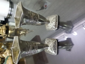 2x Sfesnice pentru cate o Lumanare, Argintii (Alpaca), Anglia