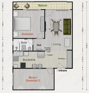 Închiriez apartament complet renovat 3 camere zona parcului central 67m  (Prima închiriere) - imagine 2