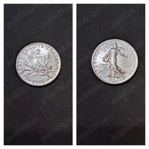 Monede argint 2 Francs, FRANTA, 1915, 1917, 1918