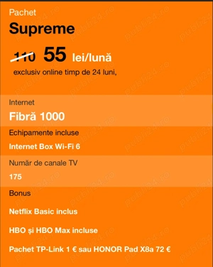 NETFLIX + HBO Internet Gigabit + TV - 55 lei luna