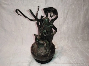 Superbă creație Art Nouveau WMF    Native American man hunting with dog    1900