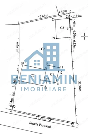 1021mp intravilan - 27ml deschidere - toate utilitatile - Catargiu