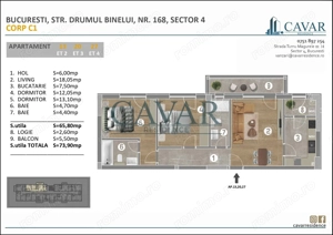 Apartament 3 Camere 74 mp Proiect Cavar Binelui - imagine 10
