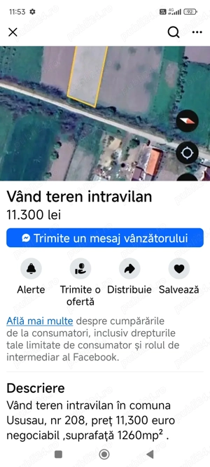 Teren intravilan localitatea Ususău - imagine 2