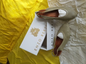 Pantofi piele class Enzo Bertini Original 37 Khaki model perforat - imagine 2