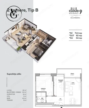 Apartament 2 camere Cloud 9 Pipera - bloc nou - imagine 3