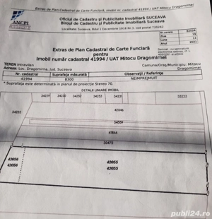 Teren intravilan 73 ari 3000 euro ar Dragomirna ideal investiție