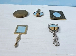 Set oglinzi cosmetice vintage cu rama din bronz