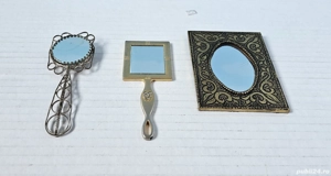 Set oglinzi cosmetice vintage cu rama din bronz - imagine 4