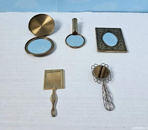 Set oglinzi cosmetice vintage cu rama din bronz - imagine 2