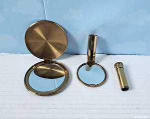 Set oglinzi cosmetice vintage cu rama din bronz - imagine 3