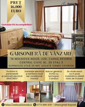 Moldova Noua, Garsoniera 25, 09 mp – gata de mutare!