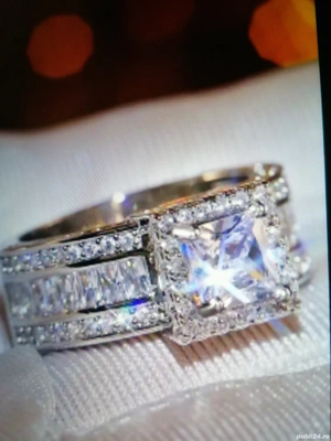 Inel elegant de promisiune pavat cu zirconiu alb  - imagine 5