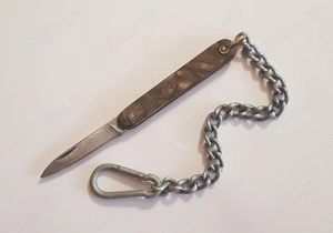 Briceag mic vechi cu lama de inox si lant cu agatatoare