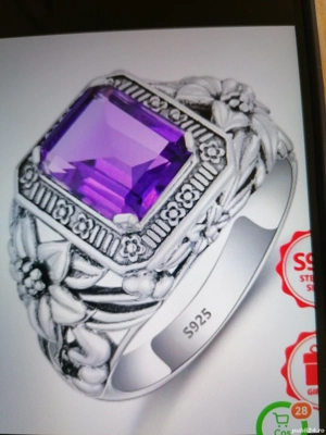 Inel din argint cu deșing floral banda larga bohemian