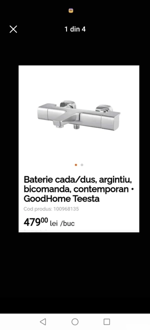 Baterie cada-dus termoreglabila inox