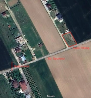 Teren intravilan 733 mp Ulmi, strada asfaltata, 22m deschidere
