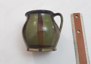 Oala de lut smaltuit, ceramica populara veche