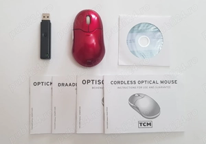 Mouse optic vintage - fara fir + adaptor radio 15m + CD de instalare
