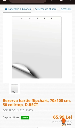 hârtie pentru flipchart rola cu 50 de coli 70*100cm 