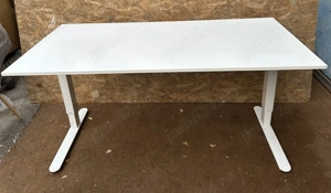 2 buc Birou alb reglabil cu cadru metalic; Birou cu blat 160x80; Masa