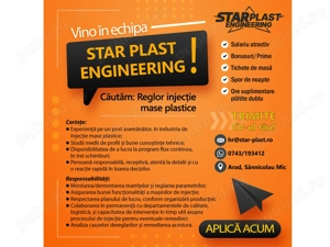 Star Plast Engineering angajează REGLOR injecție mase plastice